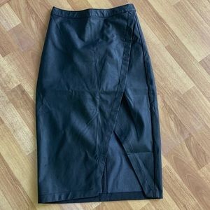 Abercrombie and Fitch faux leather black pencil skirt with slit